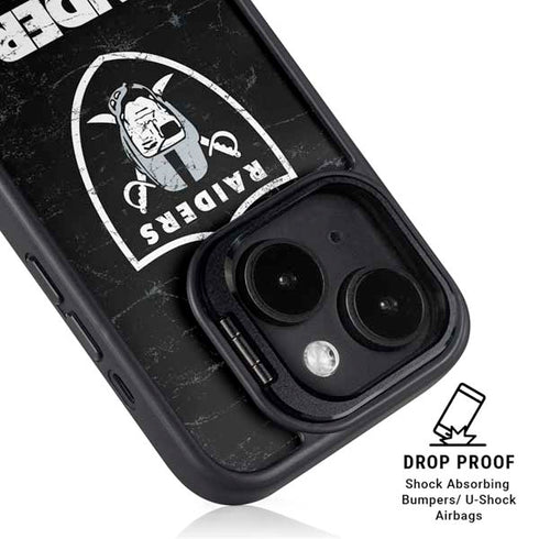 NFL Las Vegas Raiders Distressed iPhone 15 Kickstand Case